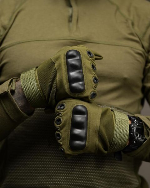 Рукавички тактичні зимові повнопалі утеплені з захистом кісточок Full Finger олива 902506 фото
